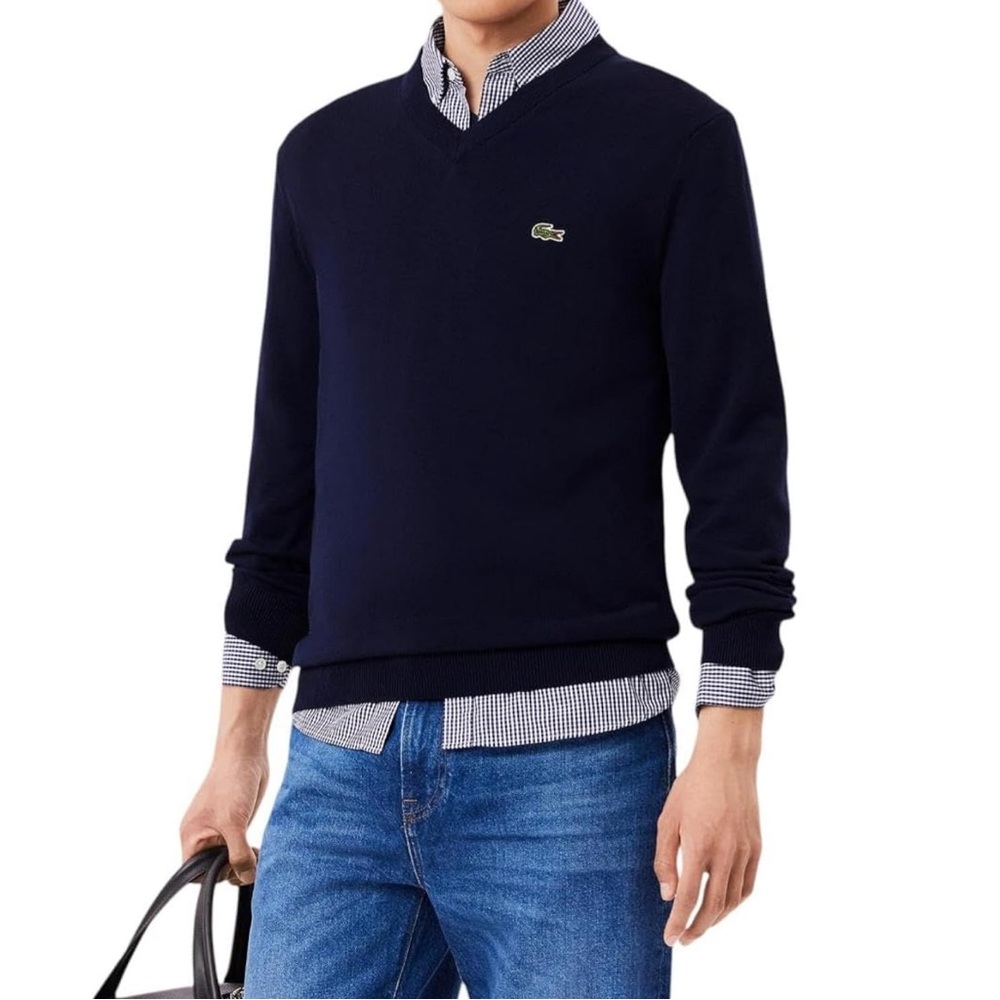 Lacoste Dark Blue V-Neck Pullover